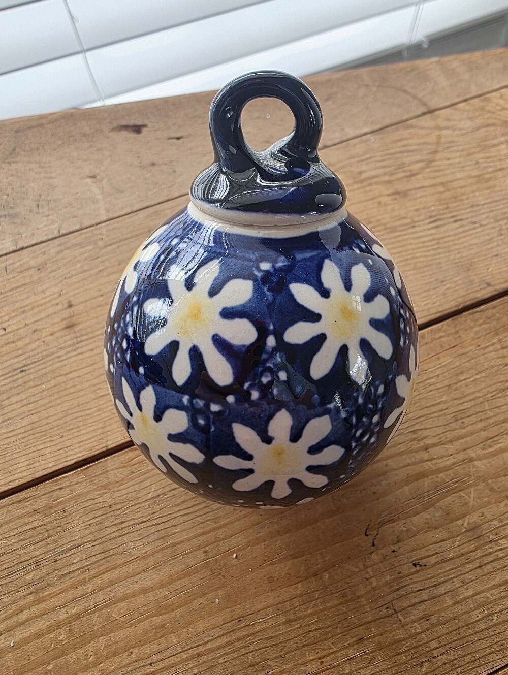 Polish Pottery Daisy Floral Bulb Ornament